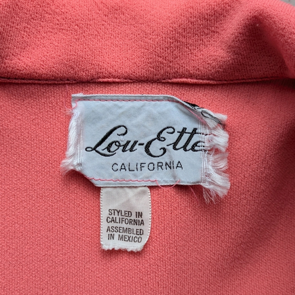 60s Vintage Double Dagger Collar Dress Lou-Ette Coral Above Knee Gogo Mod Twiggy - Picture 3 of 17